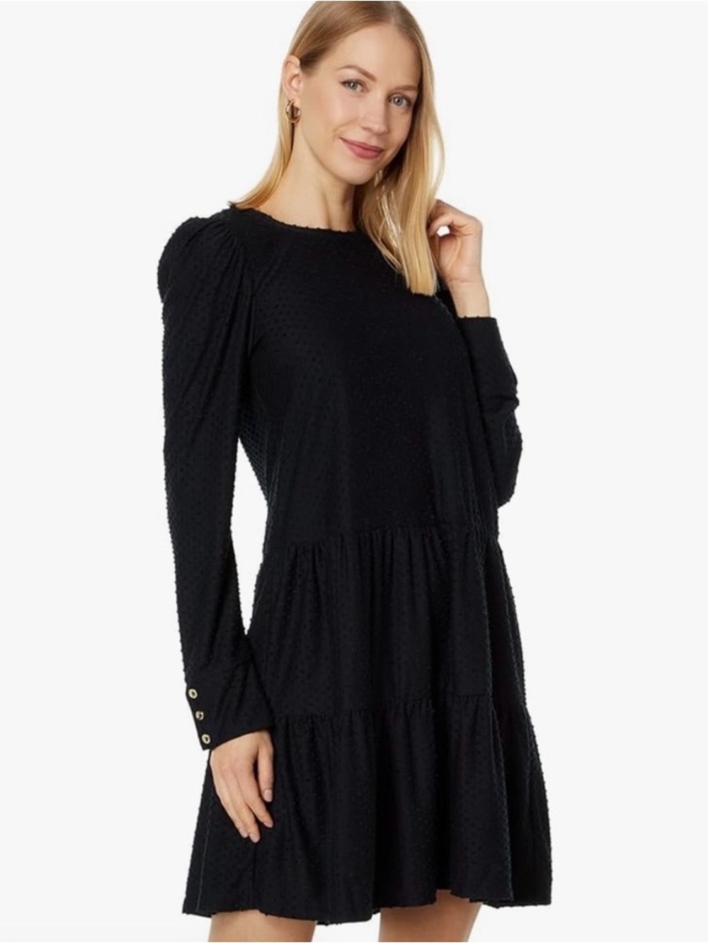 NWOT Lilly Pulitzer Arlette Women’s Black Long-Sleeve Tiered Dress Size Medium